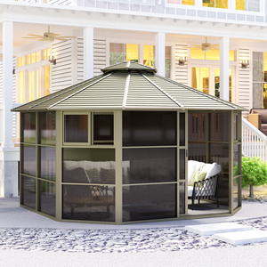 Gazebo de maison d'été en métal 435x435CM avec portes