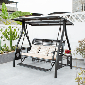 Chaise pivotante de jardin à trois places avec auvent